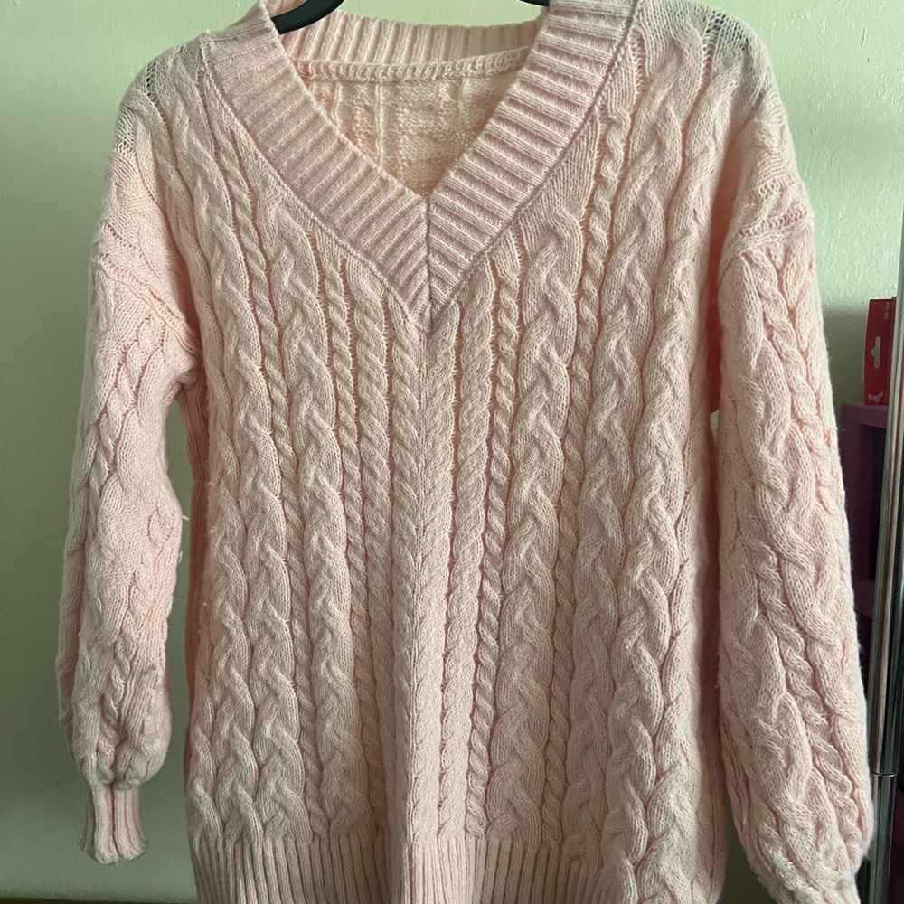 Pink Cable Knit Sweater